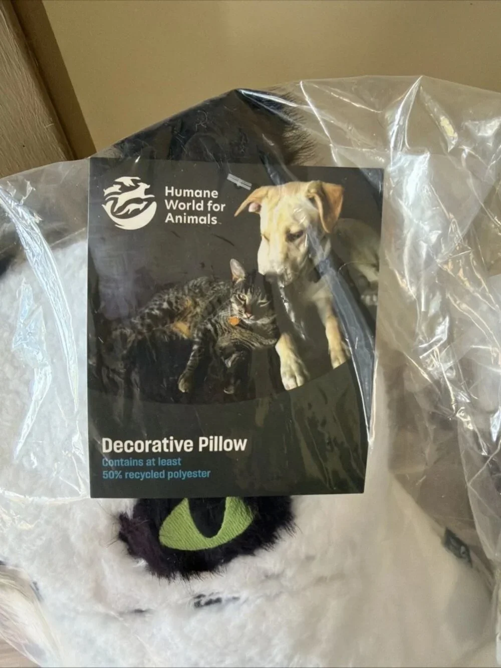 HUMANE SOCIETY 15x20 Shaped Sheet Ghost Cat Pillow - NWT